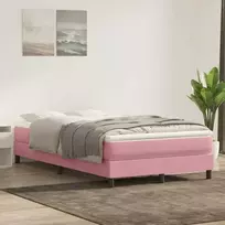 Box Spring Lova be čiužinio Rožinė 120x220 cm aksomas