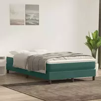 Box Spring Lova be čiužinio Tamsiai žalia 120x220 cm aksomas