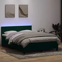 Lova su spyruokliniu/čiužiniu/LED, tamsiai žalia, 160x220 cm, aksomas