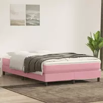 Box Spring Lova be čiužinio Rožinė 160x220 cm aksomas