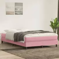 Box Spring Lova be čiužinio Rožinė 140x220 cm aksomas