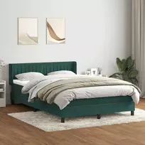 Lova su spyruoklėmis ir čiužiniu, žalia, 160x220 cm, aksomas