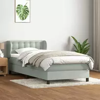 Box Spring Lova su čiužiniu Šviesiai pilka 90x210 cm Velvet