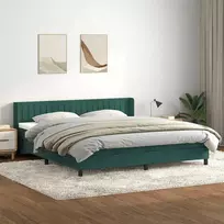 Lova su spyruoklėmis ir čiužiniu, žalia, 180x220 cm, aksomas