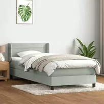 Box Spring Lova su čiužiniu Šviesiai pilka 90x210 cm Velvet