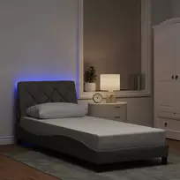 Lova Lovos rėmas su LED be čiužinio, taupe, 90x190 cm, audinys