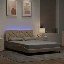 Lova Lovos rėmas su LED be čiužinio, kreminės spalvos, 140x200 cm