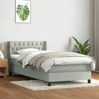 Box Spring Lova su čiužiniu Šviesiai pilka 90x210 cm Velvet