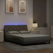 Lova Lovos rėmas su LED be čiužinio, taupe spalvos, 140x200 cm