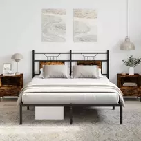 Lova Lovos rėmas be čiužinio, dūminio ąžuolo, 140x200cm, mediena