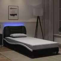 Lova Lovos rėmas su LED be čiužinio, Hvar, juodas ir baltas, 80x200cm