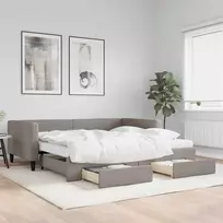 Lova su ištraukiama dalimi/stalčiais, taupe, 100x200cm, audinys
