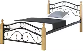Homestyle4U Viengulė lova, 99x211x86.5 cm, juoda