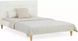 Homestyle4U Apmušta lova, 145.5x95x211 cm, smėlio spalvos