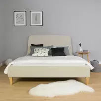 Homestyle4U Apstatyta lova, 150x214 cm, smėlio spalvos