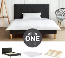 Lova Homestyle4U Aptrauktas lovos rėmas, 144.5x95x211 cm, pilka