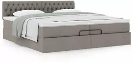 Osmanų lova su čiužiniu Taupe 200x200 cm Audinys