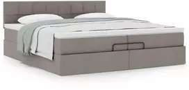 Osmanų lova su čiužiniu Taupe 200x200 cm Audinys