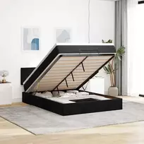 Osmanų lova su čiužiniu ir LED Juodas 140x190cm Velvet