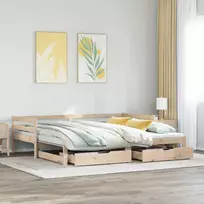 Lova su ištraukiama dalimi/stalčiais be čiužinio, 80x200 cm