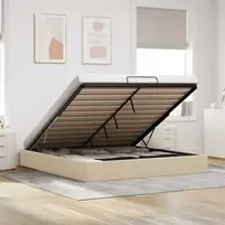 Osmanų lovos rėmas be čiužinio kremo 200x200 cm audinio