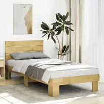 Lova lovos rėmas su galvūgaliu be čiužinio 75x190 cm ąžuolo masyvo
