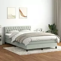 Lova su spyruokliniu/čiužiniu/LED, šviesiai pilka, 160x220 cm, aksomas
