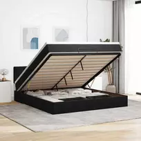Osmanų lova su čiužiniu ir LED Juodas 160x200cm Velvet