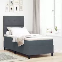 Kiemas lova su čiužiniu Tamsiai pilka 90 x 200 cm Aksomas