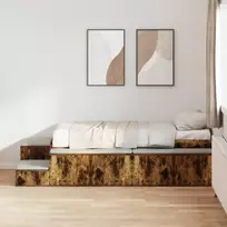 Lova su daiktų laikymo vieta su lentyna Rūkyta ąžuolas 90 cm