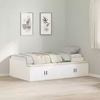 Lova Lovos rėmas su stalčių Balta 80 x 200 cm Apdirbta mediena