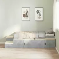 Lova su daiktų laikymo vieta su lentyna Betono pilka 75 cm