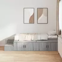 Lova su daiktų laikymo vieta su lentyna Pilkas Sonoma 75 cm