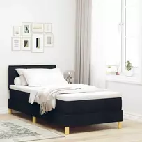 Kiemas lova su pagalve su galvūgalio Juoda 90 x 200 cm audinys