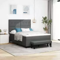 Kiemas lova su pagalve Tamsiai pilka 140 x 190 cm audinys