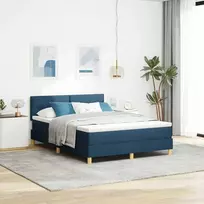 LED Čiužinio Lova su galvūgalio Mėlyna 140 x 200 cm audinys