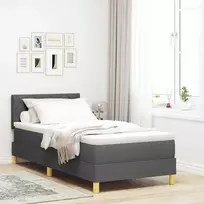 Kiemas lova su pagalve Tamsiai pilka 90 x 200 cm audinys