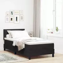 Kiemas lova su čiužiniu su galvūgalio Juoda 90 x 190 cm Aksomas