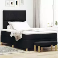 Kiemas lova su pagalve su galvūgalio Juoda 200 x 120 cm audinys
