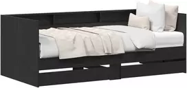 Dienos lova su stalčių Pilka 90 x 200 cm Apdirbta mediena