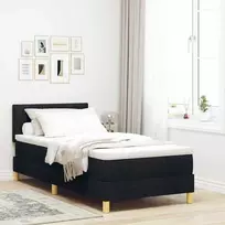 Kiemas lova su pagalve su galvūgalio Juoda 90 x 190 cm audinys