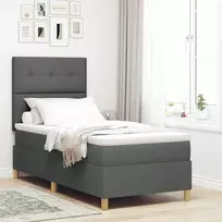 Kiemas lova su čiužiniu Tamsiai pilka 80 x 200 cm audinys