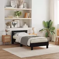 Lova Lovos rėmas su LED Juodas ąžuolas 90 x 190 cm Apdirbta mediena