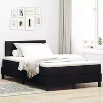 Kiemas lova su čiužiniu su LED Juoda 120 x 190 cm audinys