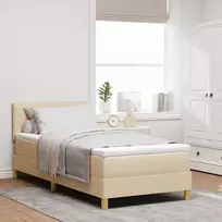 LED Čiužinio Lova su galvūgalio Kreminė 90 x 200 cm audinys