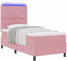 LED Čiužinio Lova su čiužiniu Rožinė 90 x 190 cm Aksomas
