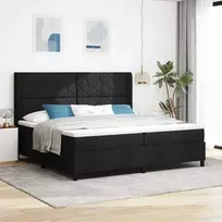 LED Čiužinio Lova su galvūgalio Juoda 200 x 200 cm audinys
