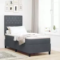 Kiemas lova su čiužiniu Tamsiai pilka 80 x 200 cm Aksomas