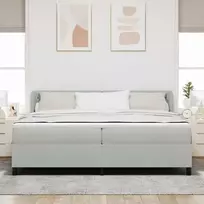 Kiemas lova su čiužiniu Šviesiai pilka 200 x 200 cm Aksomas