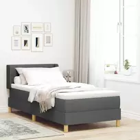 Kiemas lova su čiužiniu Tamsiai pilka 200 x 80 cm audinys